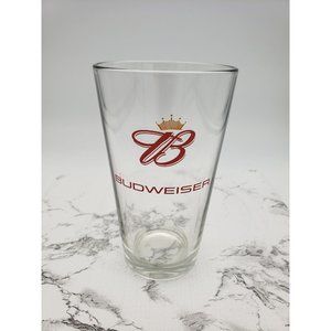 Budweiser Beer Glass 5.75 " Gold Crown Red B Logo Barware Man Cave